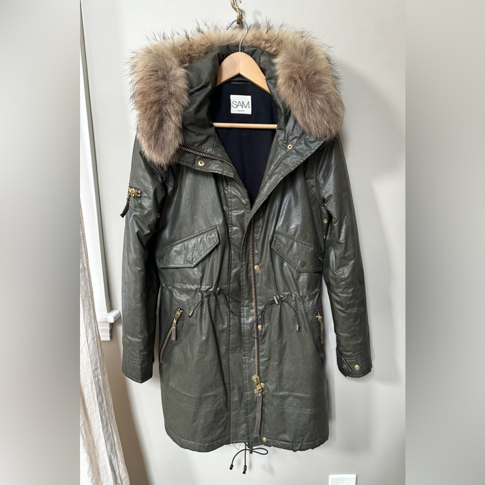 SAM. Hudson Parka aviator style with Real Fur trim - S